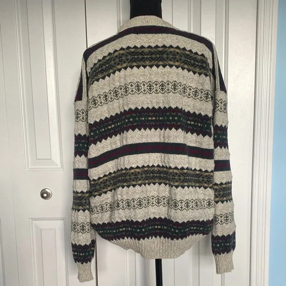Vintage Victoria Dry Goods XL Multicolor 100% Cotton Knit Sweater Made In USA